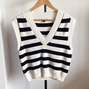 Dynamite Striped Black & White Sweater Vest
